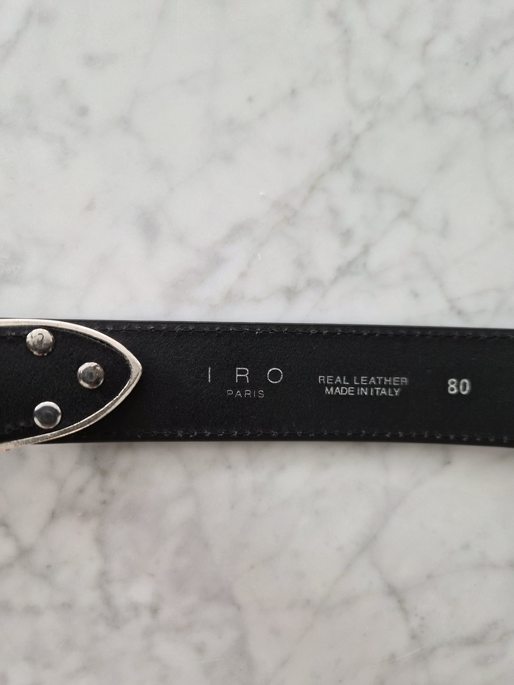 IRO Black Leather Belt with Silver Accents Made In Italy
